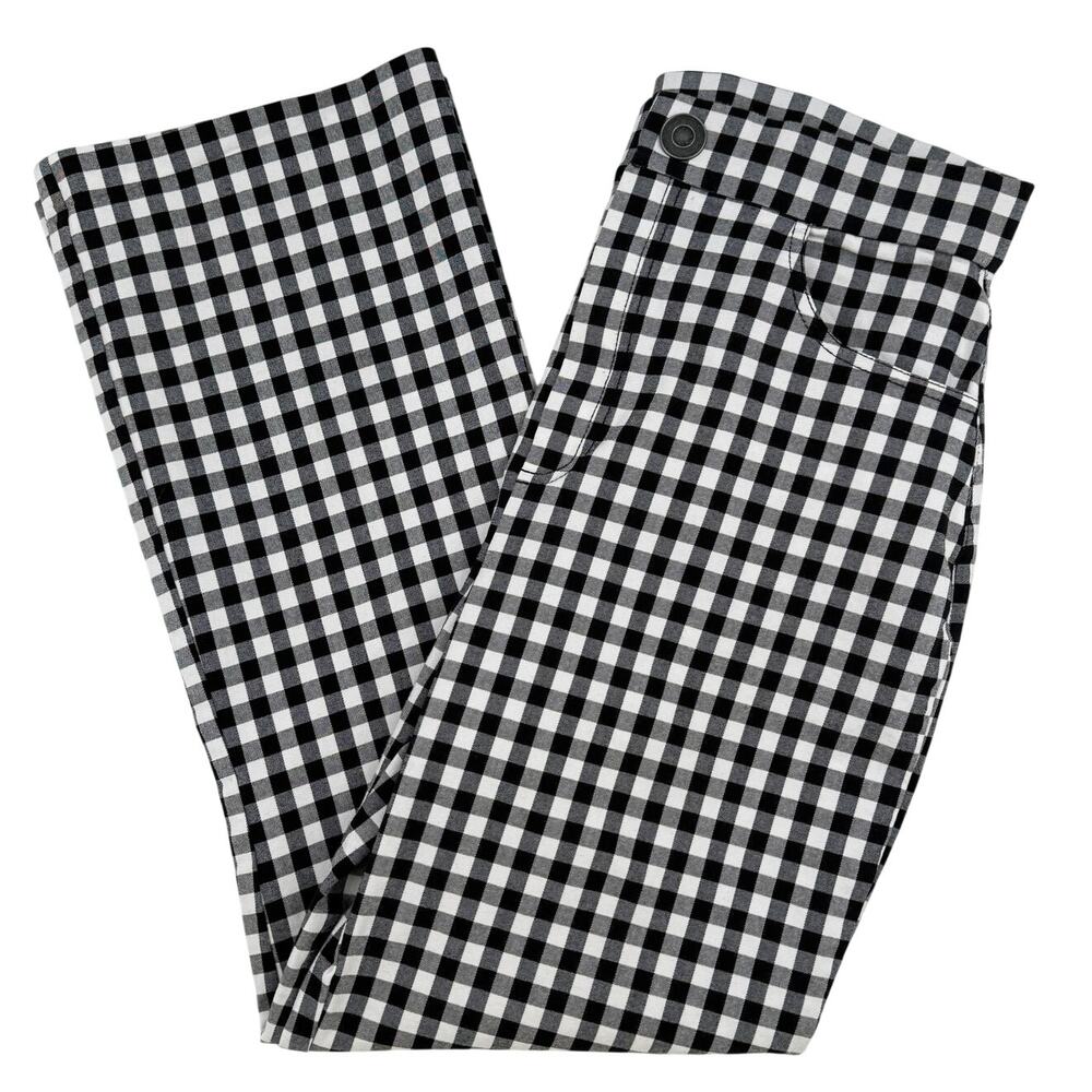 Free People Gingham Cropped Trousers High Rise Preppy Retro 60s Black White M